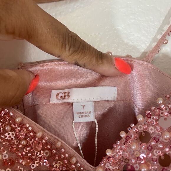 NWT GB Light Pink Sequin Homecoming Hoco Party Cocktail Dress Dillards Size 7 - Picture 7 of 9